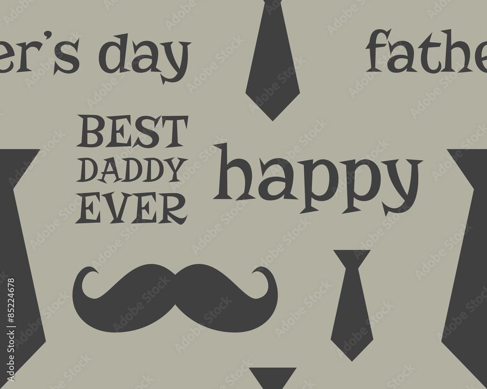 Father s day greeting seamless pattern template. Mustache and Father s day greeting seamless pattern template. Mustache and
