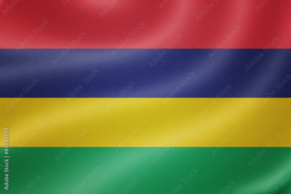 Obraz premium Mauritius flag on the fabric texture background