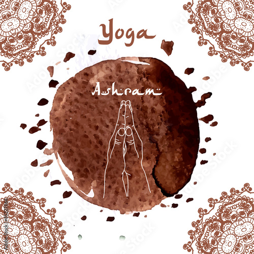 Element yoga mudra hands with mehndi patterns.