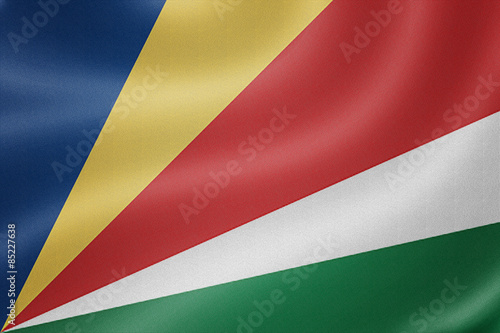 Seychelles flag on the fabric texture background