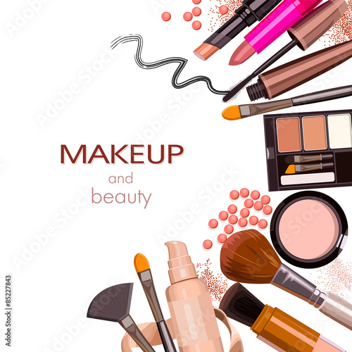 A set of makeup and beauty elements pattern-illustration in vector