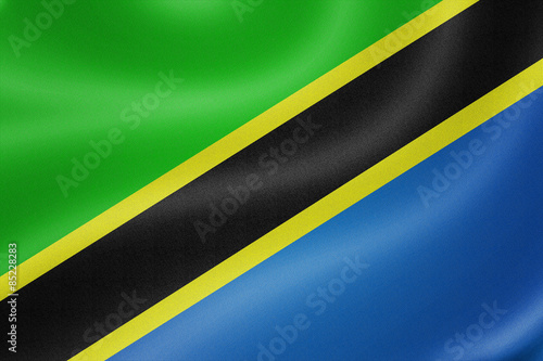 Tanzania flag on the fabric texture background