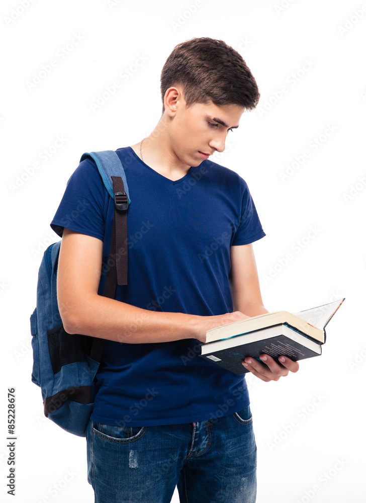Male student reading book Male student reading book