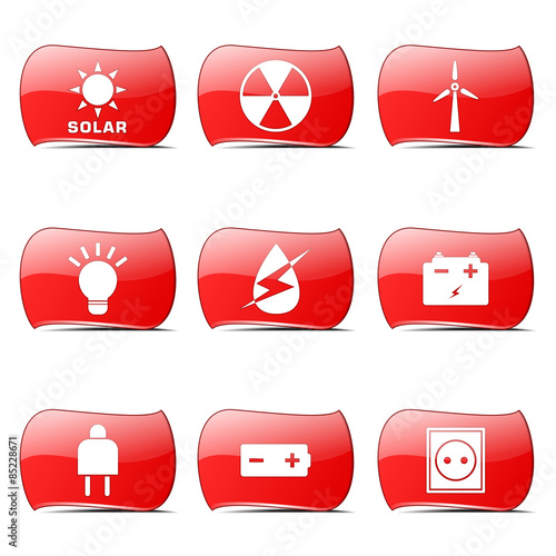 Energy Sign And Symbol Red Vector ButtonIcon photo