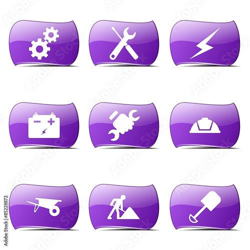 Construction Tools Violet Vector Button Icon Design Set photo