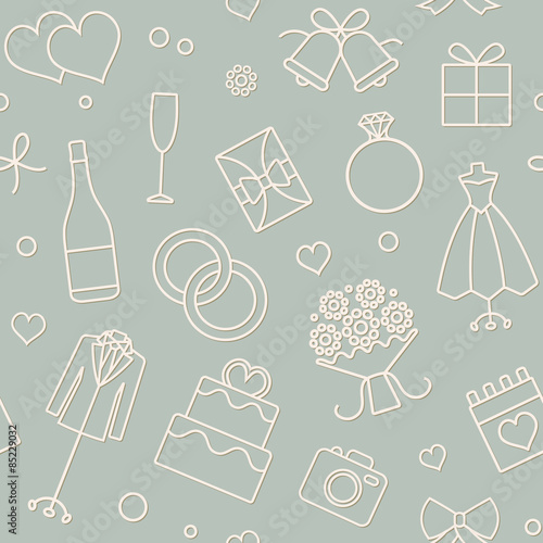 Wedding related vector seamless pattern background 2
