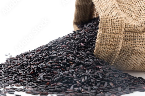 black sticky gaba rice isolated on white background