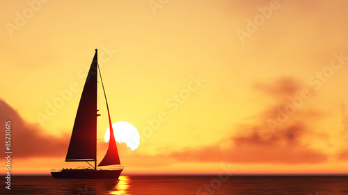 sailboat and sunset photo