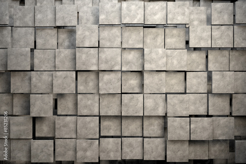 Field of brown square plates with stone texture. 3d render image