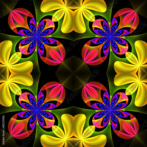 Beautiful symmetrical pattern of the flower petals in fractal de photo