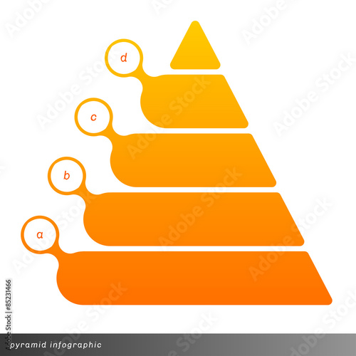 Vector pyramid infographic shows growth with gradient fill.
