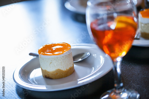 Delicious Dessert And Aperol Spritz