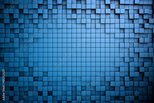 Field of blue 3d cubes. 3d render background image