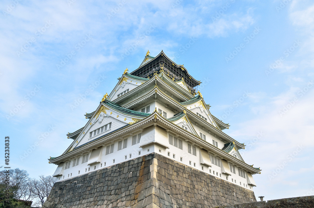 Osaka castle and blue sky in japan Osaka castle and blue sky in japan