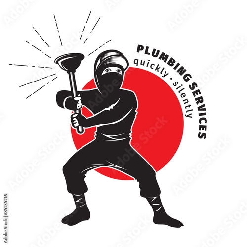 plumber ninja holding a plunger