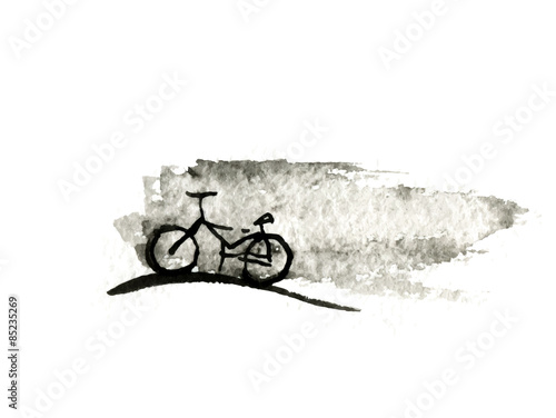 Bicycle, ink drawing, vector illustration