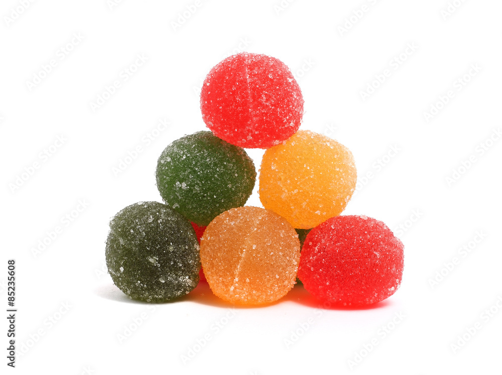 delicious fruit candy on a white background delicious fruit candy on a white background