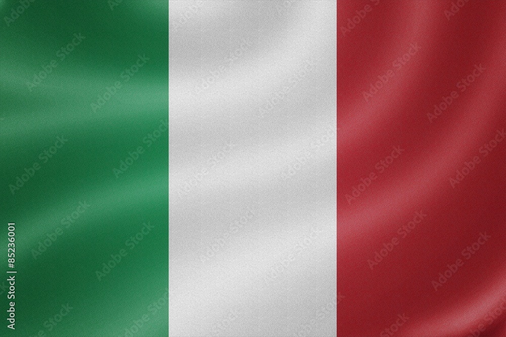 Italy flag on the fabric texture background