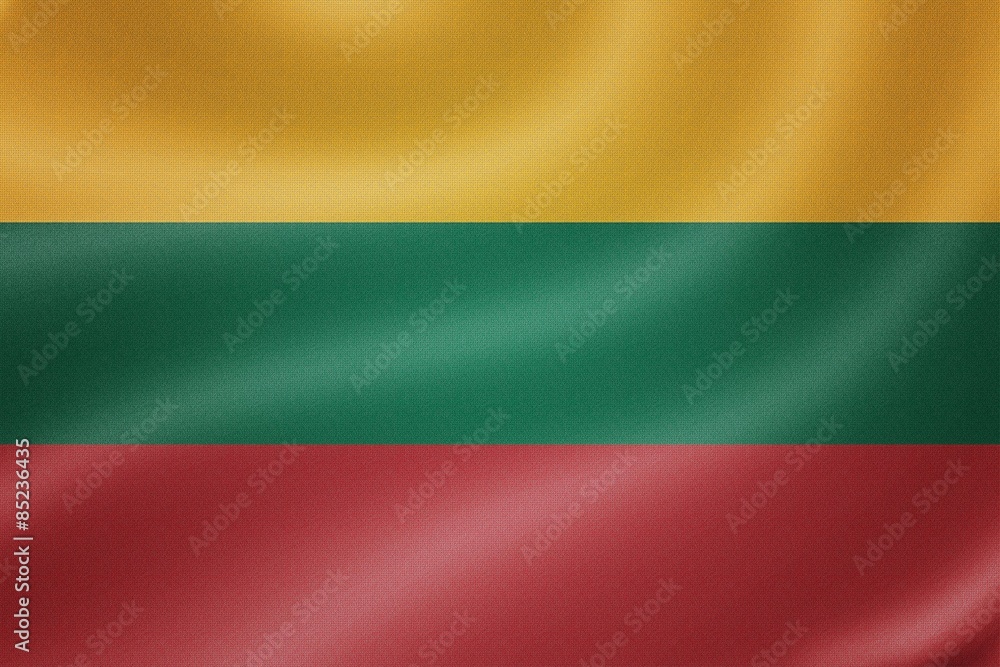 Lithuania flag on the fabric texture background