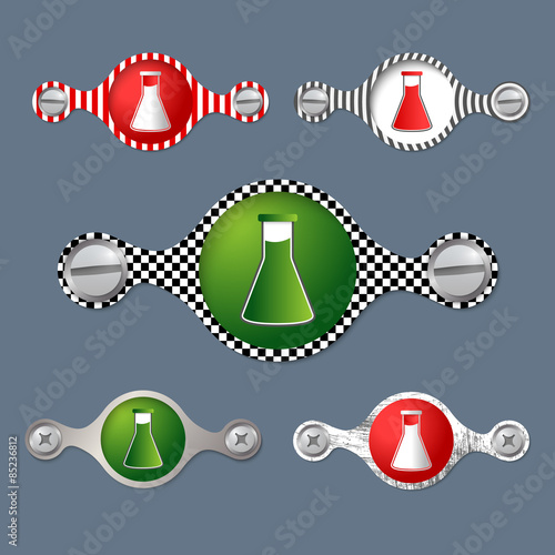 Five abstract objects with pattern and test tube