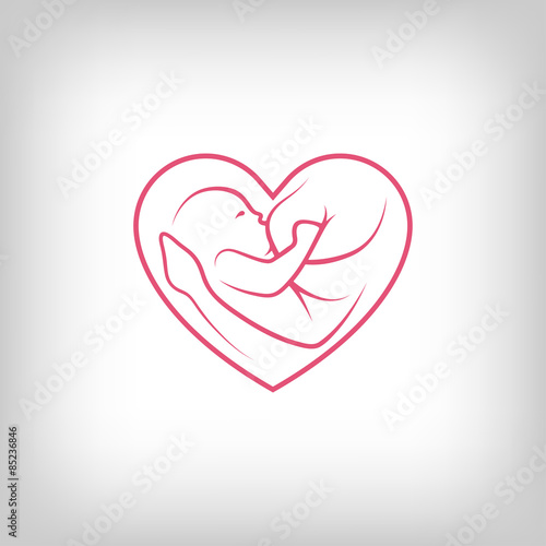 Breast feeding heart shaped sign.
