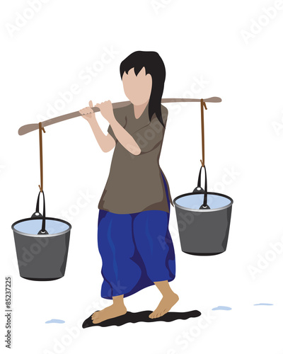 the girl carry on one's shoulder bail vector design