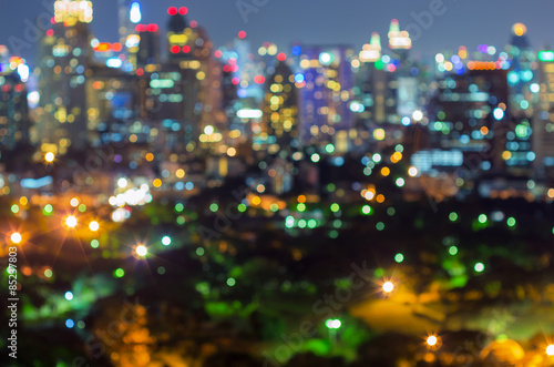 Cityscape view with blurred lights