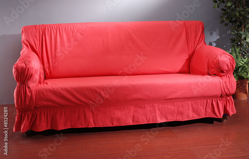 red sofa slipcover