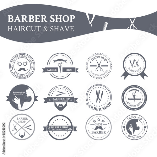 Perfect set of barber and haircut logos