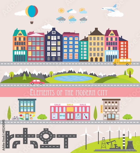 Different city elements for creating your own map