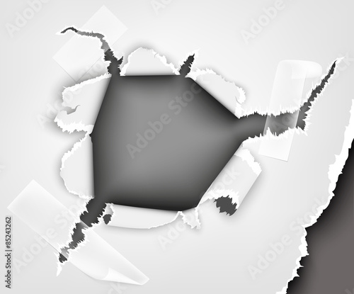 torn paper. hole in the notebook sheet i