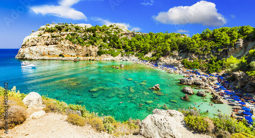 azure beautiful beaches of Rhodes island, Greece