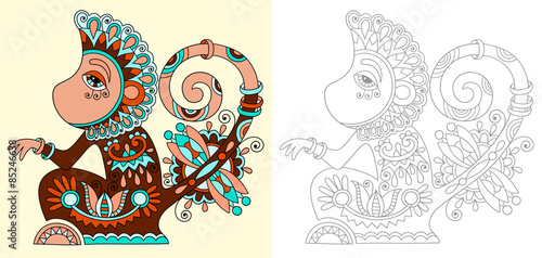 coloring book page for adults with unusual fantastic creature