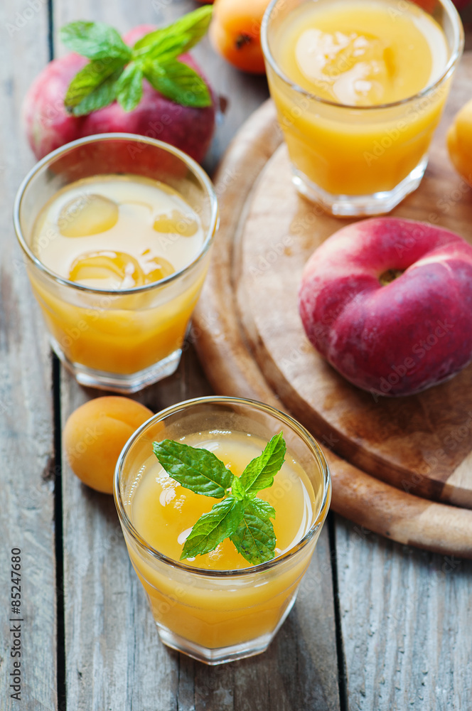 Sweet fresh peach juice with ice Sweet fresh peach juice with ice