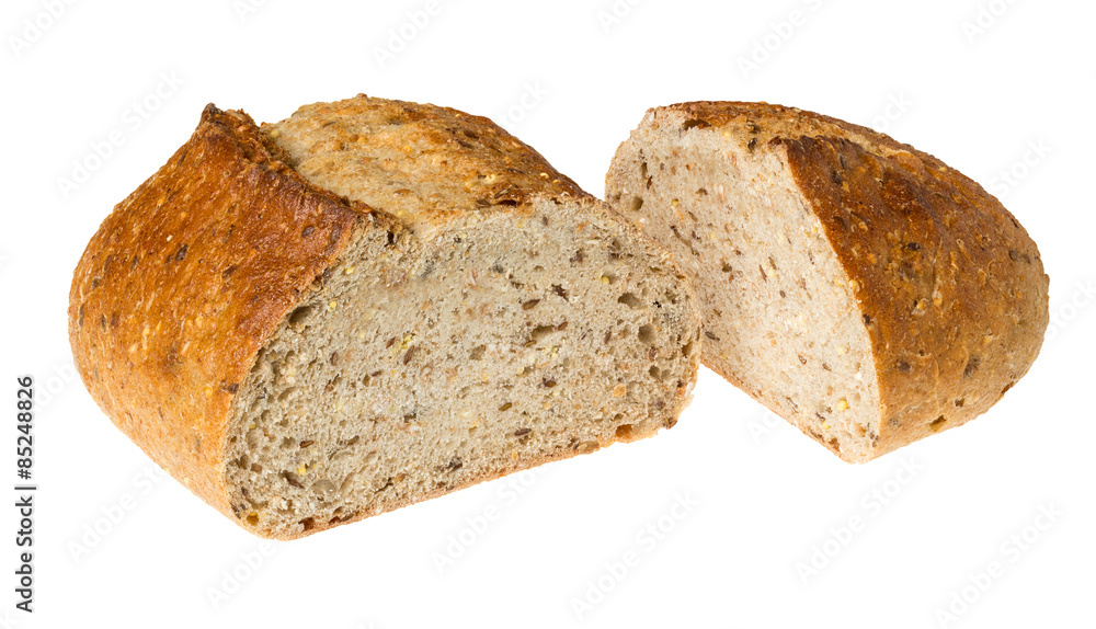 Artisan whole wheat bread isolated against white Artisan whole wheat bread isolated against white