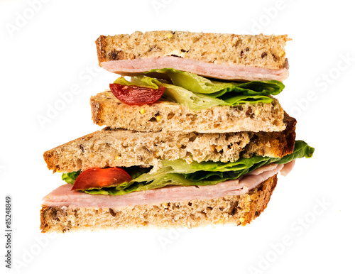 Fototapeta Naklejka Na Ścianę i Meble -  English multigrain bread ham sandwich