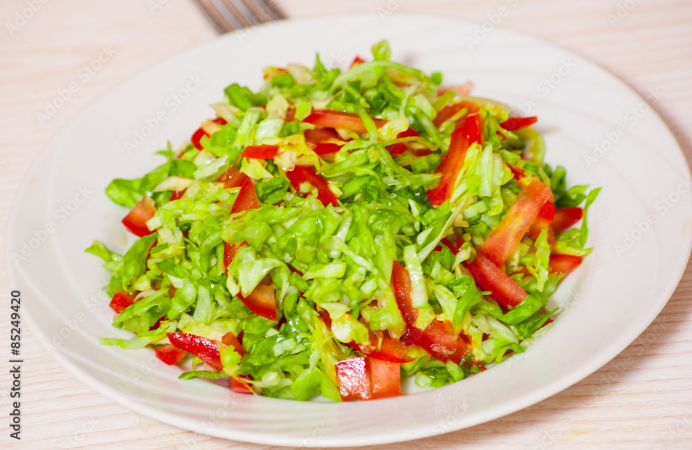 fresh vegetables salad with cabbage