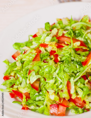 fresh vegetables salad with cabbage