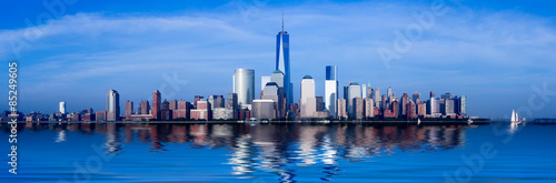 Panorama of Lower Manhattan at dusk