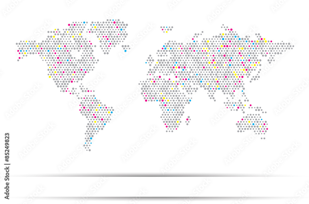 Fototapeta premium World map dots random color gray EPS 10