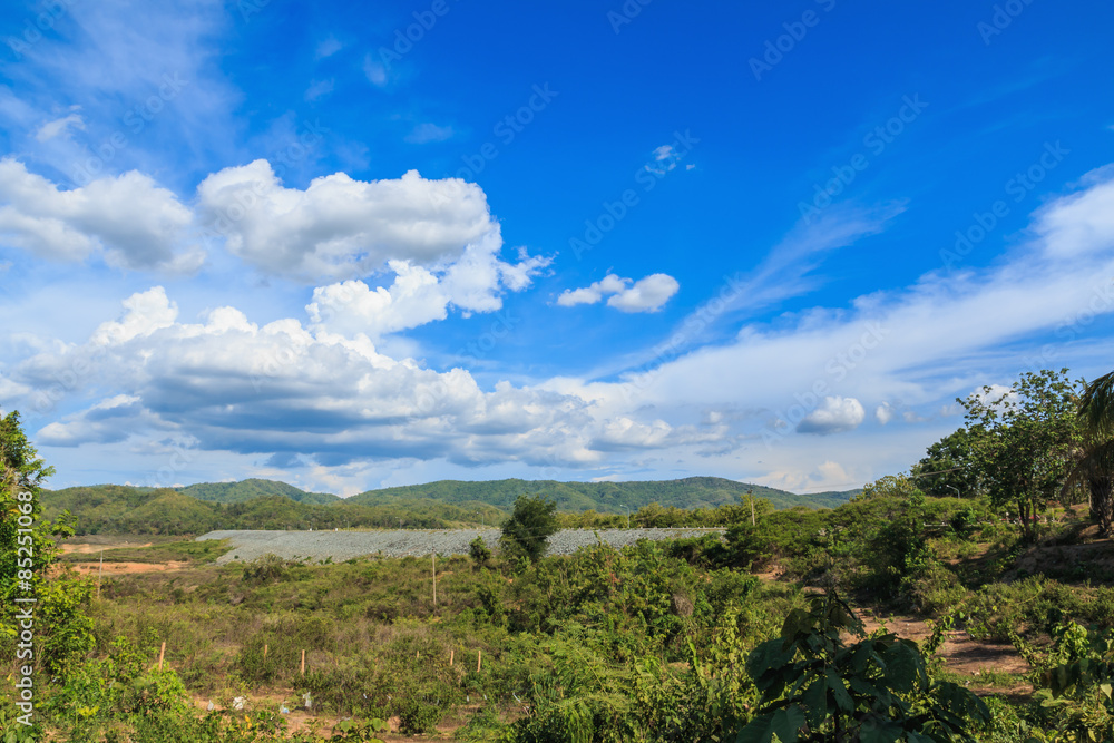 Landscape with clouds and sky  in countryside