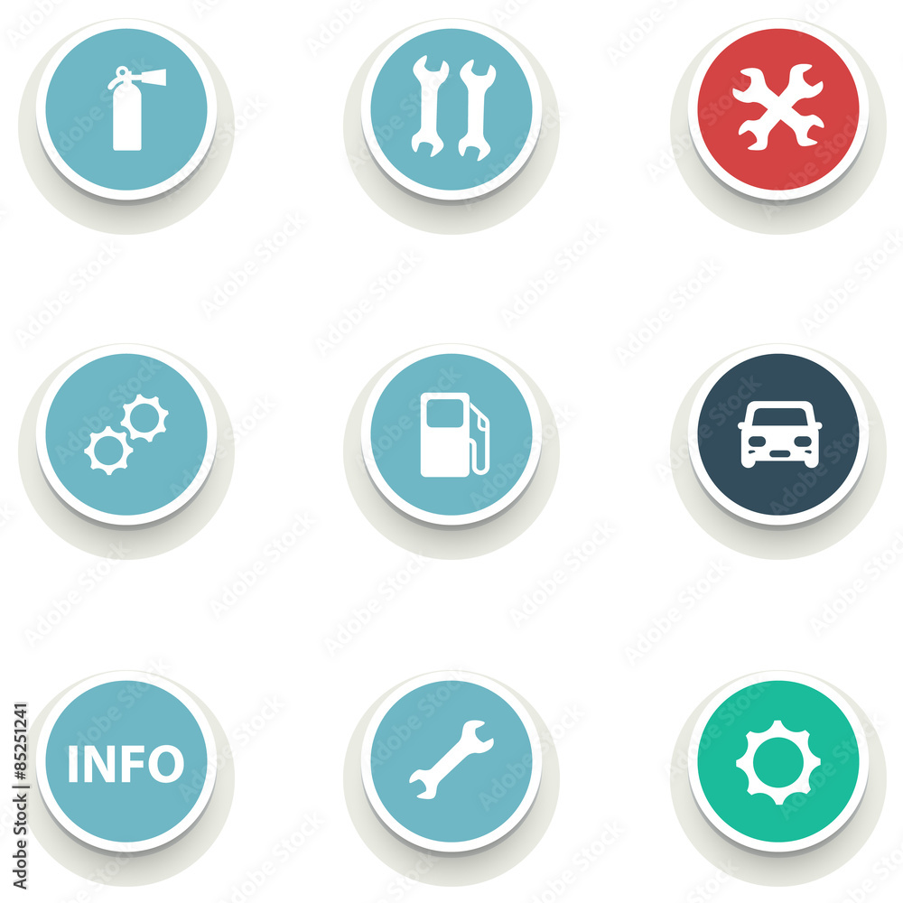 set of round icons for car service set of round icons for car service