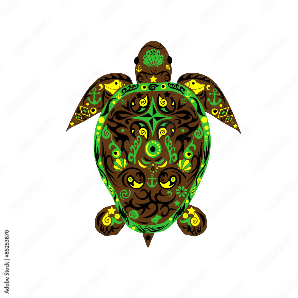 Turtle an animal, a sea turtle, an animal with drawing Stock Vector | Adobe  Stock