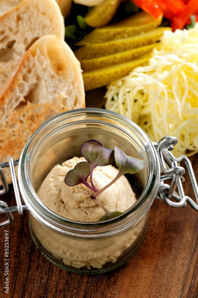Canard Foie gras Pate made of the liver of a duck or goose with toasted bread slices Canard Foie gras Pate made of the liver of a duck or goose with toasted bread slices
