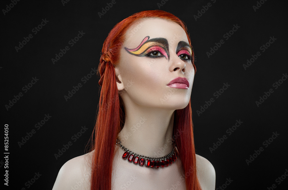 girl red hair yellow rose makeup girl red hair yellow rose makeup