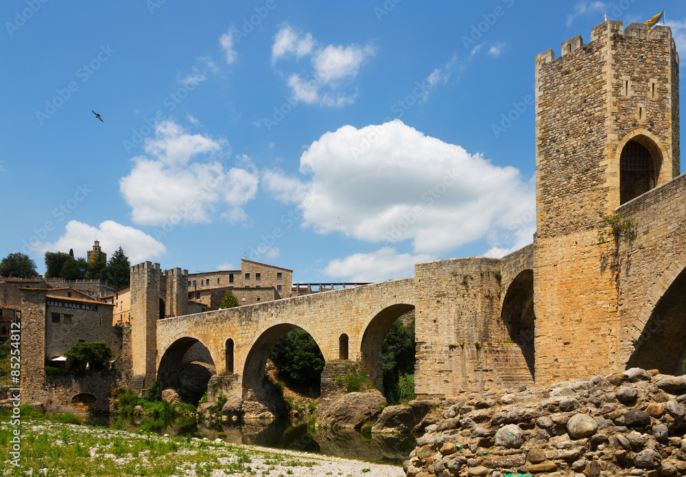  medieval bridge over river in Besalu