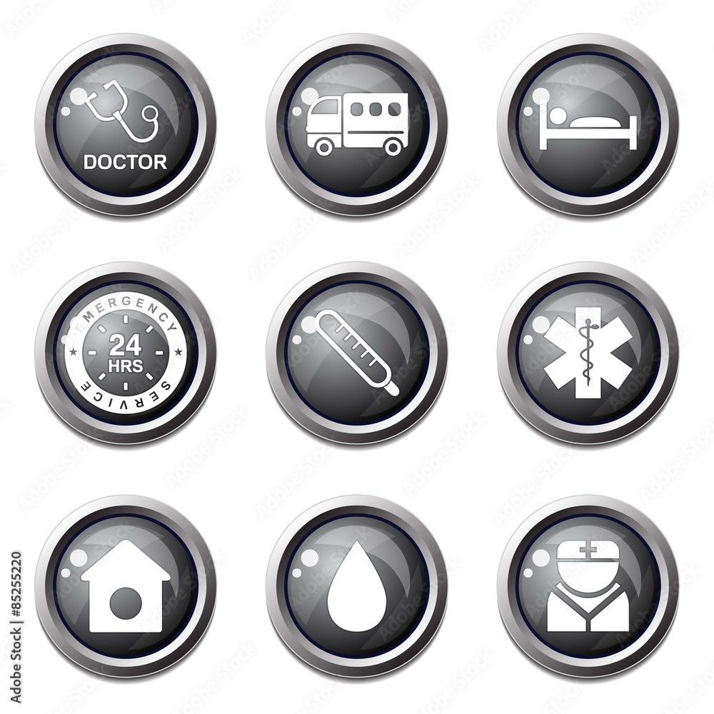 Hospital Health Black Vector Button Icon Design Set 2 Hospital Health Black Vector Button Icon Design Set 2