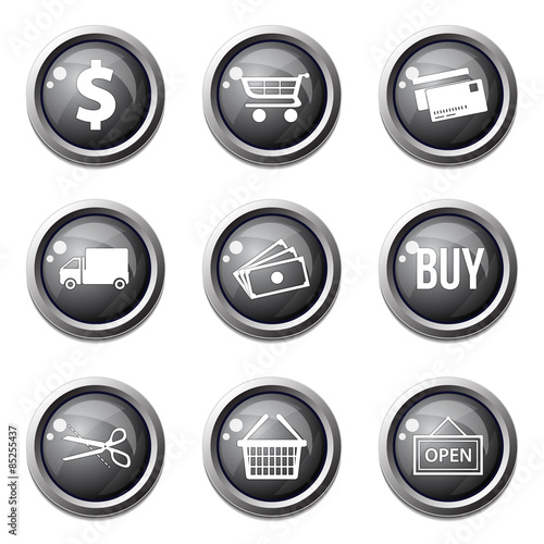 Free Download Shopping Sign Black Vector Button Icon Design Set - GFXLoad