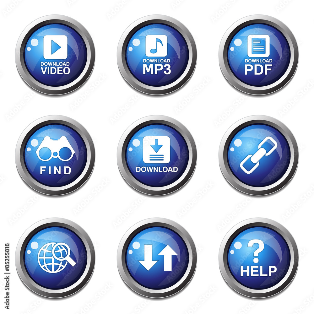 Multimedia Web Internet Blue Vector Button Icon Design Set Multimedia Web Internet Blue Vector Button Icon Design Set