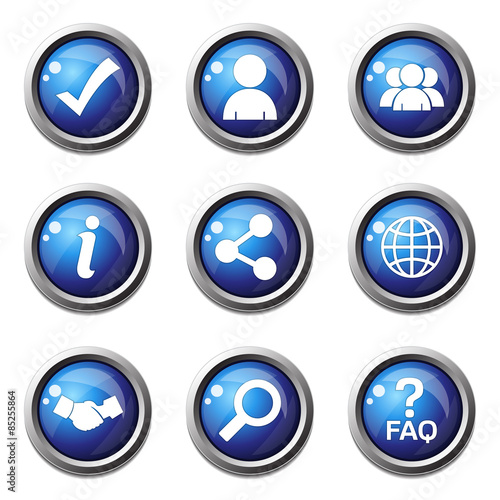 Web Internet Blue Vector Button Icon Design Set 2